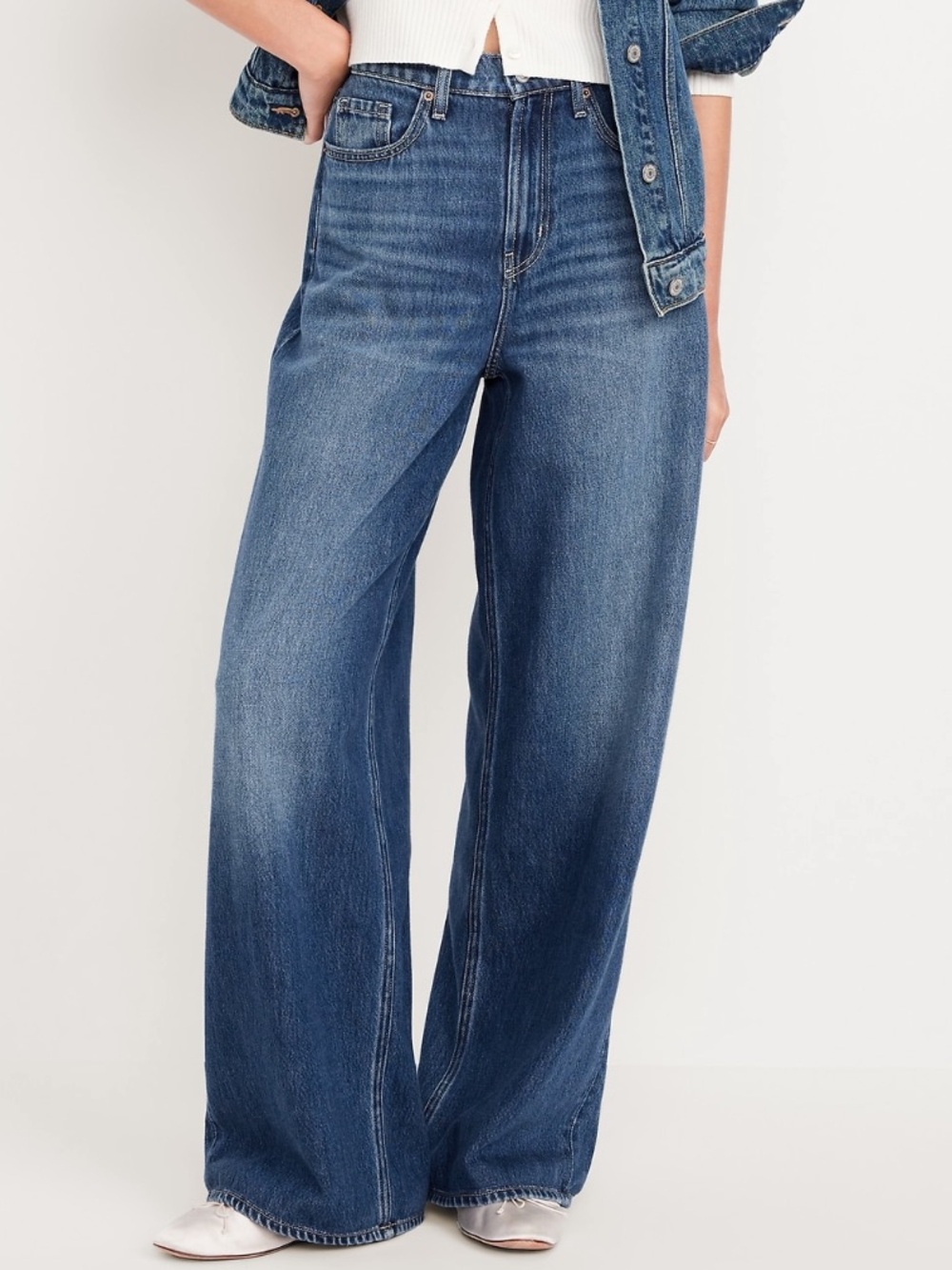 Old Navy Wide-Leg Jeans in Dark Blue Denim